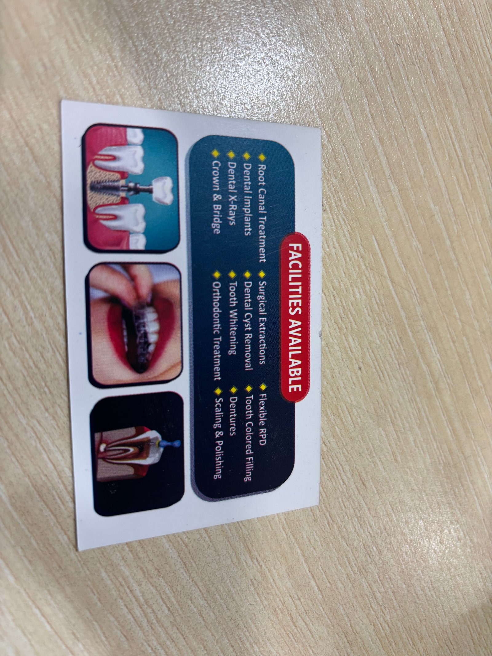 Guru Kirpaa Dental Clinic Visiting Card Back